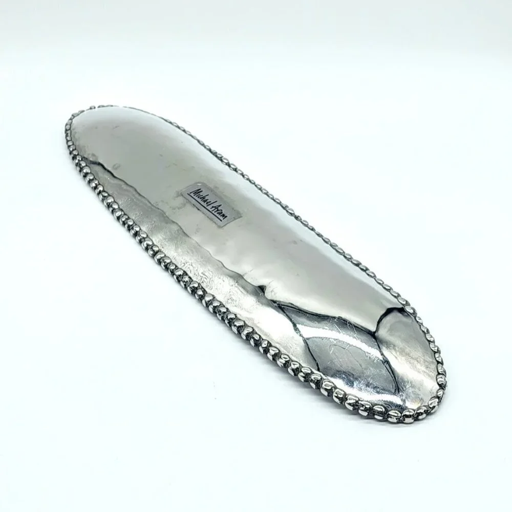 Handmade Michael Aram Molten Narrow Oval Silver Platter Tray - Signed